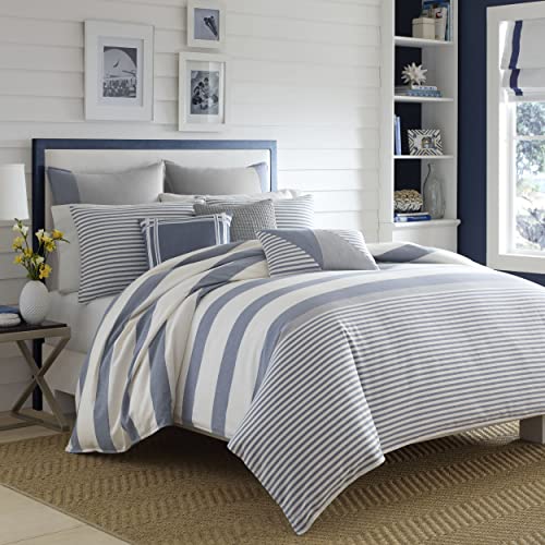 Nautica - King Duvet Cover Set, Cotton Reversible Bedding with Matching Shams, Mediterranean Inspired Home Decor for All Seasons (Fairwater Blue, King)