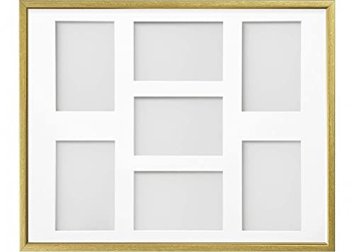 Frame Company Drayton Multi Aperture Photo Frame, Gold with Gold Inset, 20x16 for 6x4 inch (x7)