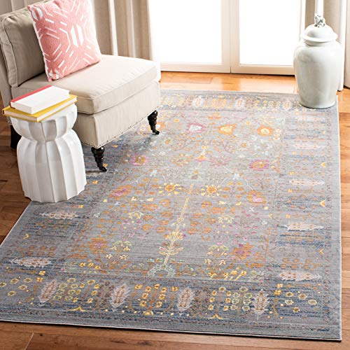 Safavieh Craft Art-Inspired Indoor Woven Rectangle Area Rug, Valencia Collection, VAL108, in Grey / Multi, 122 X 183 cm for Living Room, Bedroom or Any Indoor Space