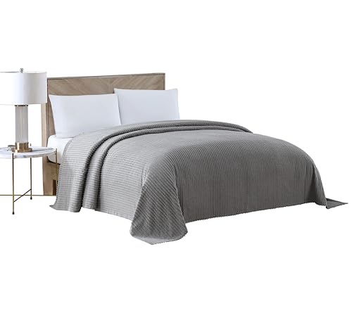 Beatrice Home Fashions Chenille Bedspread, Cotton, Gray, King