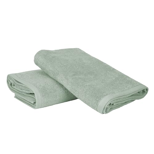 Ruggeri - Set of 2 Bath and Shower Towels 70 x 140 cm - 100% Pure Cotton Extra Soft - Towels Collection - Let's Color! (Sage)
