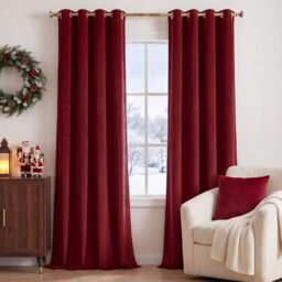 StangH Velvet Blackout Curtains 120 inches Long - Extra Long Insulated Window Covering Noise Absorbing & Privacy Protect Drapes for Interior Space Decor, Red, W52 by L120, Set of 2