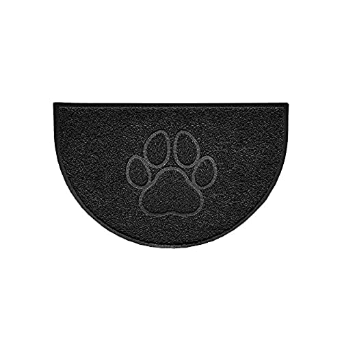 Nicoman Paw Embossed Shape Indoor Outdoor Dirt-Trapper Door Mat Washable Barrier Heavy Duty Doormat - (Watertight Rubber-Back, Half Moon, Black, 70 x 44cm)