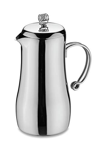 Caf?? Stal Elements Stylish 18/10 Stainless Steel Double Wall Cafetiere with Cool Touch Wire Handles, Mirror Polished, 6-Cup