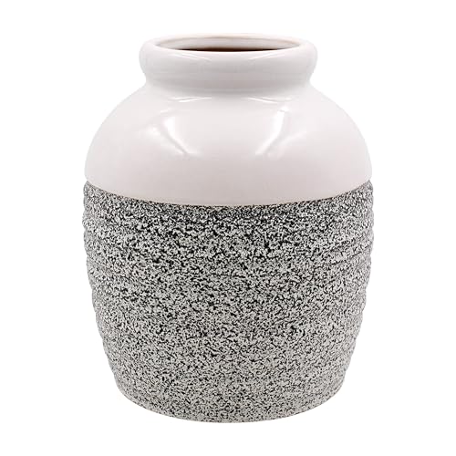 Lesser Pavey Saturn White and Grey Flower Vase - Different Shapes and Sizes (Squat)