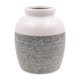 Lesser & Pavey Saturn White and Grey Ceramic Decor Flower Vase 17.8cm