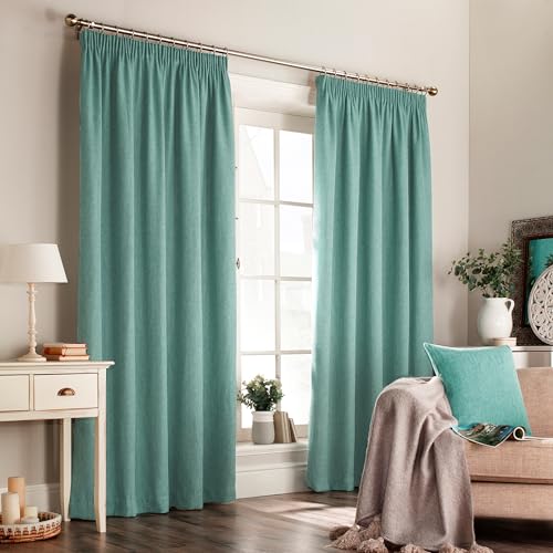 "Furn Harrison Pencil Pleat Curtains (Pair)-Polyester-Marine Blue-168cm x 229cm (66"" x 90"" inches), 168 x 229cm"