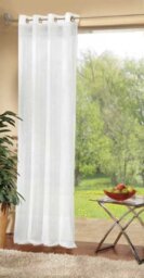 Gardinenbox Voile Eyelet Curtain Transparent Plain Lead Tape 100% Polyester White H 225 x W 140 cm