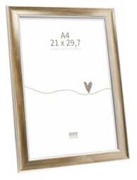 Deknudt Frames - classic photo frame for 21 x 29.7 cm photo - bronze colour with silver bevel - for photos, posters or posters - S244D3 - to stand or hang