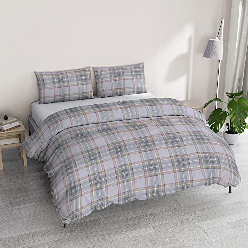 Italian Bed Linen Athena Duvet Cover Set with Printed Bag and Pillowcases, EDI Red/Yellow, Double