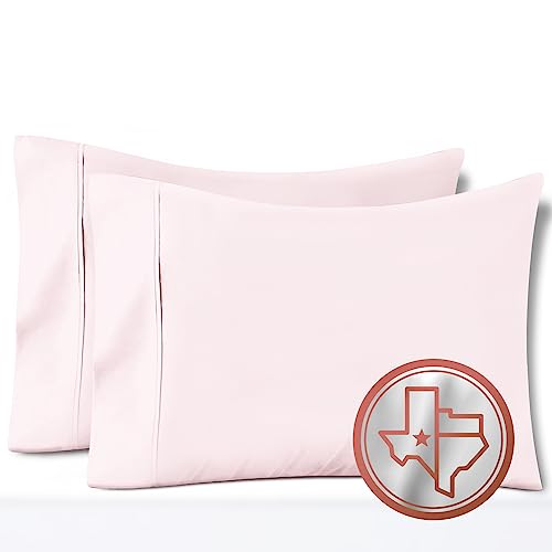 TEXAS LINEN CO. Luxuriously Soft Egyptian Quality 600 TC Pillowcases, 100% Cotton Set of 2 Cases, Sateen Weave Bed Pillow Cover for Sleeping, Cool Peach King Pillow Cases for King Size Pillows