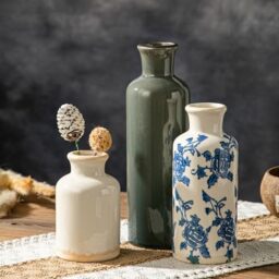Ceramic Vase Set, Small Flower Vases for Home Decoration, Modern Farmhouse Decor, Living Room Kitchen Table Centerpieces, Shelf, Mantel, Fireplace and Entrance Decorations-Multicolor.
