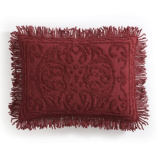 Beatrice Home Fashions Bedspread, Chenille, Burgundy, King Sham