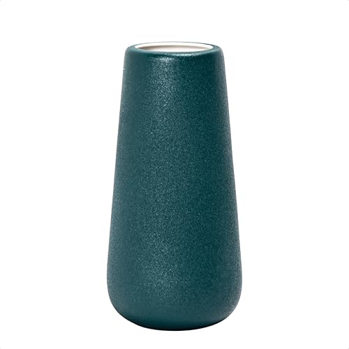 D'vine Dev 8 Inch Ceramic Flower Vase Textured Finishing, Minimalist Design for Kitchen, Bedroom, Living Room, Centerpieces, Office, Emerald Sandstone, VS-XH-C-1