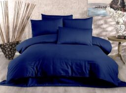 Nuit Des Rêves Dark Blue Single Quilt Cover Set (135 x 200 cm), 80% Cotton/20% Polyester, Includes 1 Pillowcase (80 x 80 cm), Machine Washable at 30°C, 229 Thread Count