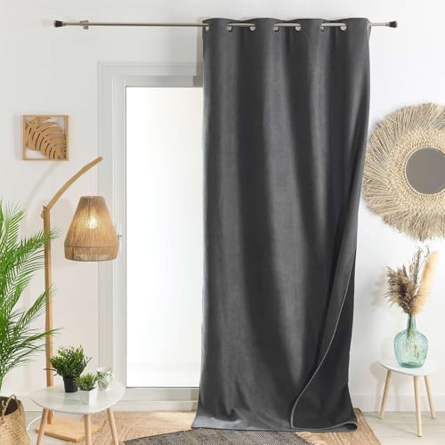 HomeMaison.com Insulating Curtain – Thermal Curtain – Blackout Curtain – Charcoal Grey – Curtain 250 x 260 cm