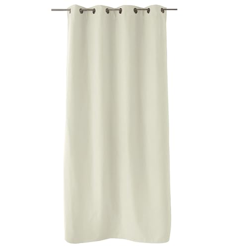 ED ENJOY HOME Nordica Collection Thermal Blackout Curtain with Eyelets, Ecru, 135 x 240 cm, 100% Polyester, Woven Velvet, Fleece Lining, Nordic Collection