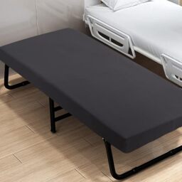 "Cot Sheets 31"" x 75"", Cot Size Sheet Camper RV Bunk Bed Sheets, Black - Ultra Soft & Breathable, Fitted for Narrow Twin Mattress/RVs Bunk/Guest Beds/Army Cots/Trifold Mattress/Travel Size Mattress"