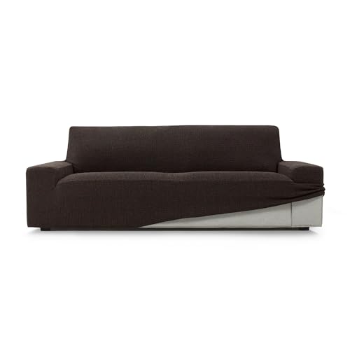 ECOMMERC3 - SOFA 2 Seater Super Elastic Soft Touch Cover Made in Spain - Brown Sofa Cover Includes Foam Sticks for Adjustment