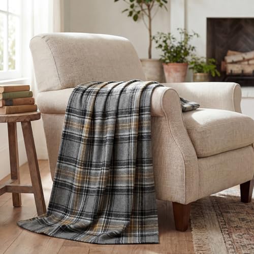 Horaldaily Yellow Black Plaid Spring Decorative Throw Blanket 50x60 - Rustic Farmhouse Soft Lightweight Non-shedding Plaid Throw Blanket for Couch Sofa Bed Decoration, Ideal Gift for Kids Adults