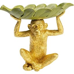 Kare Design Deco Bowl Banana Leaf, Green/Gold, Tropical, Animal Motif, Gift Idea, Decorative Home Accessories, Room Decor for Living Room, Bedroom, 22 x 24 x 14 cm (H/W/D)