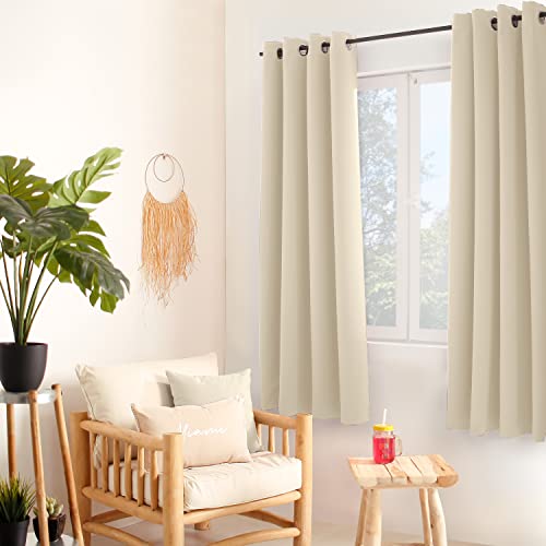 ED ENJOY HOME Thermal Blackout Curtain 135 x 180 cm Ecru Metal Eyelets Anti-Heat Cold for Bedroom and Living Room