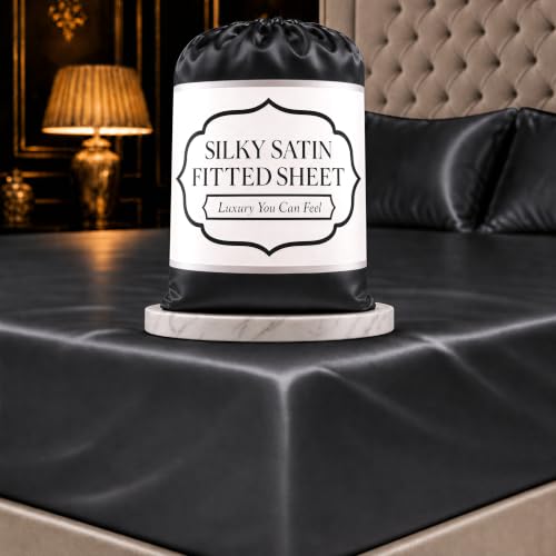 DECOLURE Satin Fitted Sheet Twin Size (1 PC) ??? Luxuriously Smooth & Softer Than Silk Bed Sheets w/ 15 Inch Deep Pocket Hypoallergenic Wrinkle Free, Secure Snug Fit, Elastic Corner Straps (Stone Grey)