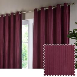 Paoletti Corinthian Velvet Eyelet Curtain Pair - Merlot - 117x183cm