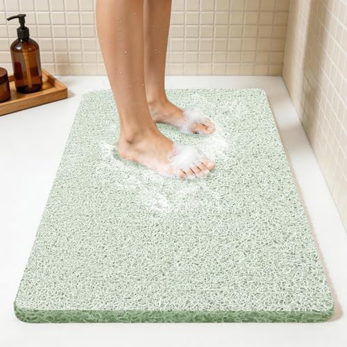 Joyhalo Shower Mats for Showers Anti Slip for Elderly, 32'' x 24'' Non Slip Bath Mat for Inside Shower, Bath Tub Mats for Bathroom Non Slip for Shower, PVC Loofah Bathroom Mats, Mint Green