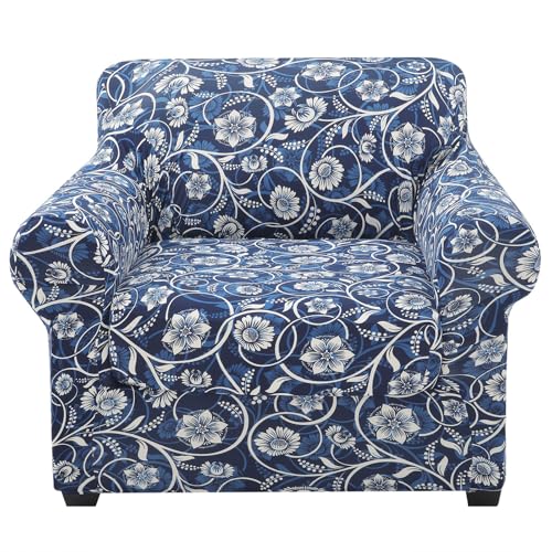 hyha Couch Covers, Chair/Sofa Covers, Floral Pattern, Stretch, Printed, 2 Pieces, Armchair Slipcover, Separate Couch Cushion Covers, Washable Furniture Protector for Dogs (Armchair, Baroque)