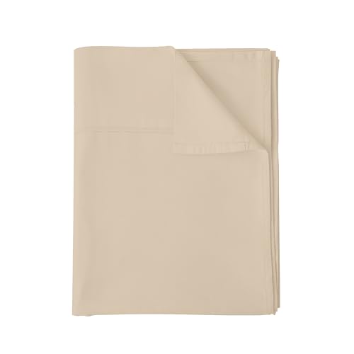 Flat Sheet Only Queen Size, 400 TC 100% Egyptian Cotton Flat Sheet -Beige Cotton Top Sheet- Wrinkle, Fade, Stain Resistant (Beige-Queen)