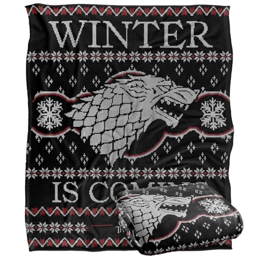 GAME OF THRONES Blanket, 152 x 127 cm Winter is Coming Ugly Christmas Sweater Silky Touch Super Soft Throw Blanket