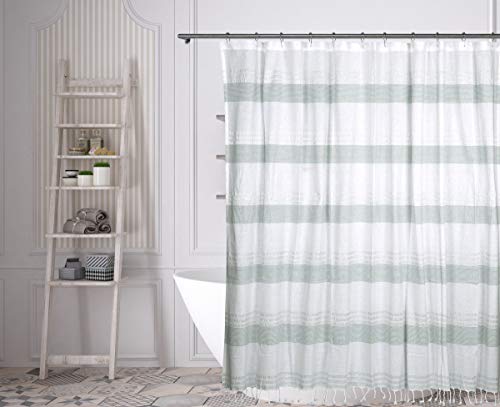 Home Maison Marguerite Striped Shower Curtain, 72x72, White-Grey