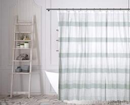 Home Maison Marguerite Striped Shower Curtain, 72x72, White-Grey