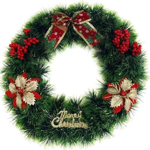 Christmas Garland for Green Door, 30 cm, Artificial Advent Wreath for Indoor and Outdoor Christmas Decoration