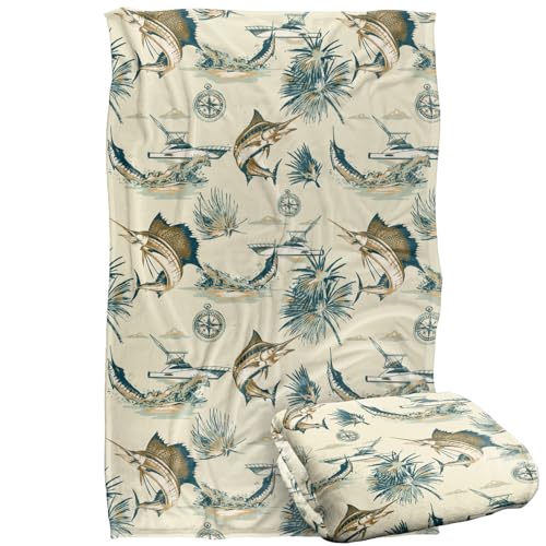 Jq Licensing - Jl-Jp-Jq Billfish Tiki Fishing Pattern 2 Silky Touch Super Soft Throw Blanket 91 x 147 Cm