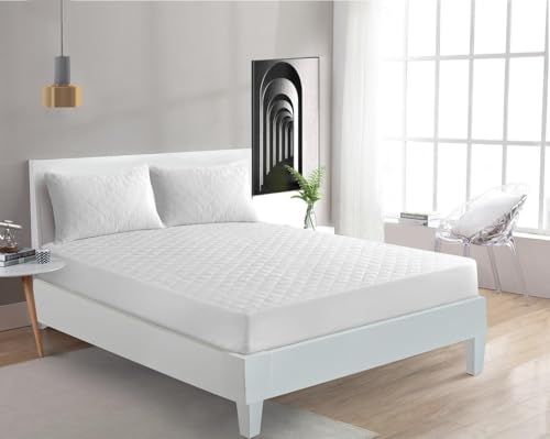 Egyptian Cotton Quilted Mattress Protector 200 Thread Count Extra Deep - Single