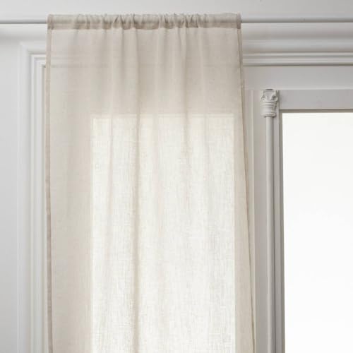Atmosphera Fred Net Curtains 60 x 120 cm Set of 2 Linen
