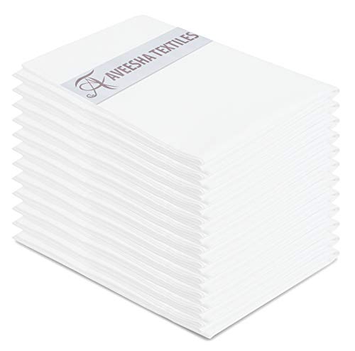 "Aveesha 12 Pack Poly Cotton Pillow Cases - White Pillowcases - 200 Thread Count Percale Weave Pillow Covers - Perfect for Home, Hotels and Hospital Use (Queen 20"" x 30"")"