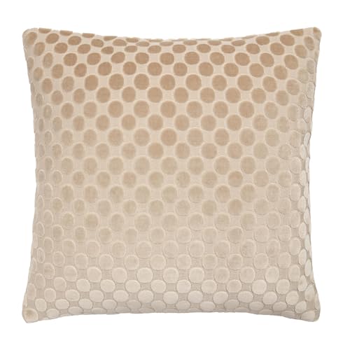 Soiree Velvet Cushion Cover, Jacquard Spots Pattern, Decorative Throw Pillow Cover, 1 Piece, 43 x 43 cm, Natural, 100% Polyester