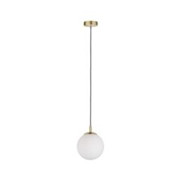 Paulmann Nordic Menja Pendant Lamp, Max. 1x20W, E27, White/Brushed Brass, 230V, Glass/Metal, Dimmable, 21cm(L) x 21cm(W) x 110cm(H), Living Room