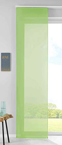 Gardinenbox 85589N Set of 1 Sliding Curtain Panel Curtain Voile H x W 245 x 60 cm Apple Green Complete with Panel Carrier Weighted Bar