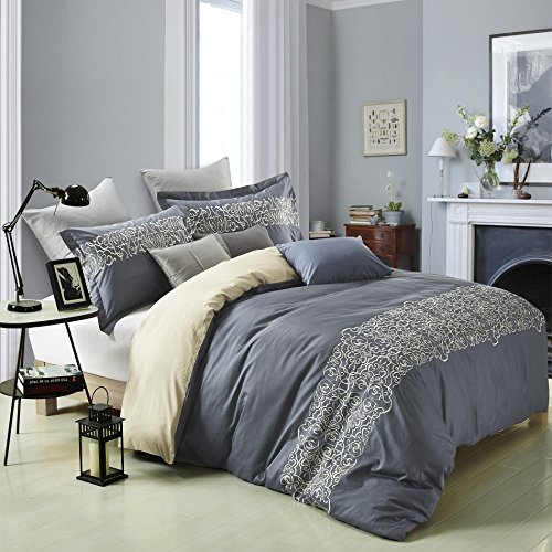 Superior Harrison 300 Thread Count Duvet Cover Set, Cotton, Blue, King