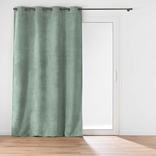 Douceur d'Intérieur, Flannel Eyelet Curtain 140 x 240 cm Khaki Relief