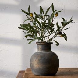 SIDUCAL Rustic Farmhouse Pottery Vase - 6 Inch Terracotta Decorative Boho Vase for Table, Living Room, Bathroom Decor