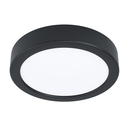 EGLO Fueva 5 LED Ceiling Light, Diameter 16 cm, 1-Bulb Surface-Mounted Light Made of Steel and a Plastic Light Area, Ceiling Light in Black, White, LED Surface Light, Warm White
