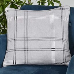 Sleepdown Printed Check Filled Cushion Soft Decorative Cotton Cushion for Home Décor Sofa Bedroom and Car - 45cm x 45cm - Grey,5056242895886