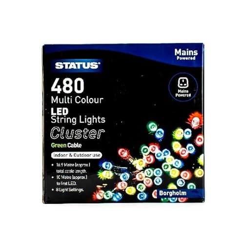 Status 480-LED Multicolour Cluster Lights, 6.9 m Lit on 10 m Lead, 8-Mode Indoor-Outdoor String for Trees & Parties, IP44 (BORGHOLM480MMC6)