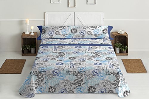 Gale Hayman Style Lois Bedding Set, Cotton-Polyester, Blue, Super King, 200 x 160 x 3 cm