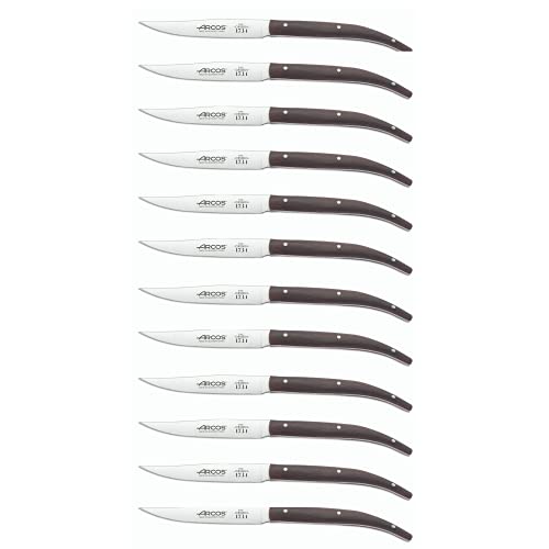 Arcos Table Knives - Box 12 Pieces Steak Knife Table Knife - Blade Nitrum Stainless Steel 110 mm (4.33 Inch) - Handle Rosewood Brown Colour (12 Piece)